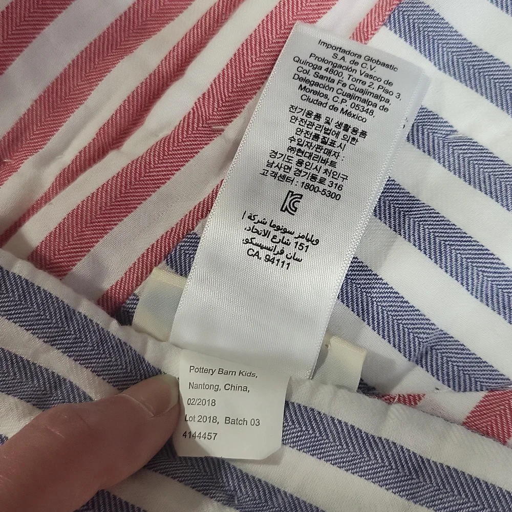 POTTERY BARN KIDS Nautical Organic Cole Toddler Baby Crib Quilt / Bed Skirt Set